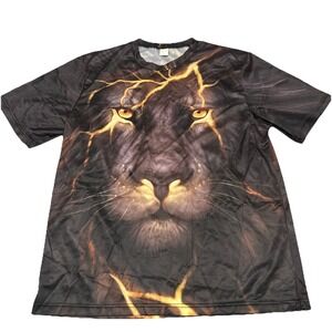Size: Large Men's Graphic Lion Print T Shirt